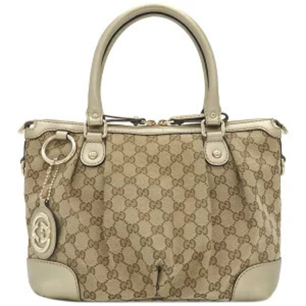 Gucci bag Sukey tote GG canvas leather beige gold handbag shoulder